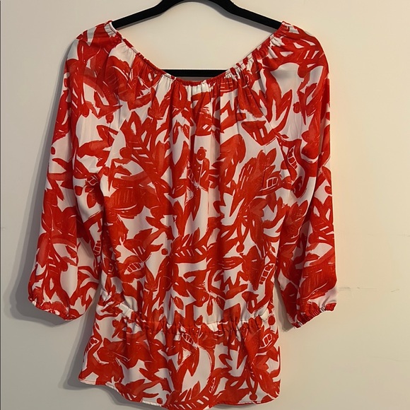 Cato Coral and White Floral Blouse - Picture 3 of 3